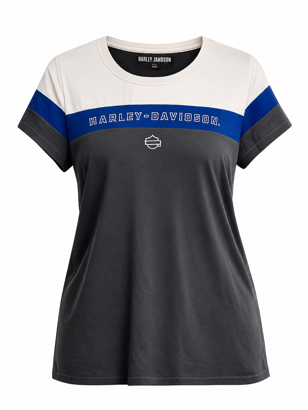 Harley-Davidson Women’s 1X Plus Moto Graphic Tee Black Blue Casual Shirt